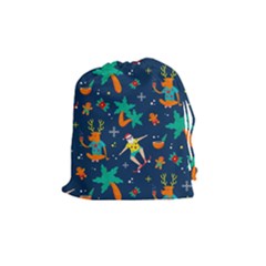 Colorful Funny Christmas Pattern Drawstring Pouch (medium)