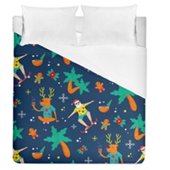 Colorful Funny Christmas Pattern Duvet Cover (queen Size) by Vaneshart