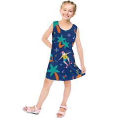 Colorful Funny Christmas Pattern Kids  Tunic Dress by Vaneshart