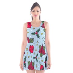 Colorful Funny Christmas Pattern Scoop Neck Skater Dress