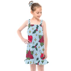 Colorful Funny Christmas Pattern Kids  Overall Dress by Vaneshart