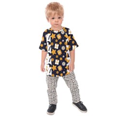 Black Golden Christmas Pattern Collection Kids  Raglan Tee