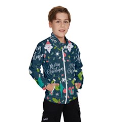 Funny Christmas Pattern Background Kids  Windbreaker by Vaneshart