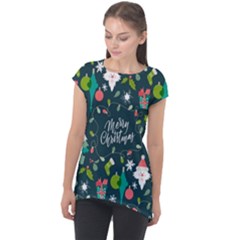 Funny Christmas Pattern Background Cap Sleeve High Low Top by Vaneshart