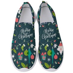 Funny Christmas Pattern Background Men s Slip On Sneakers by Vaneshart