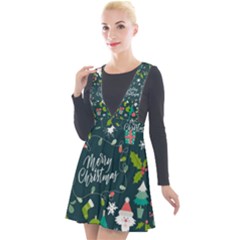 Funny Christmas Pattern Background Plunge Pinafore Velour Dress by Vaneshart