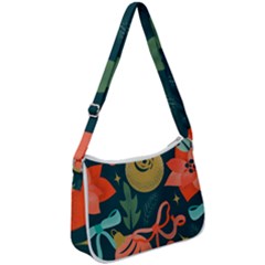 Colorful Vintage Christmas Pattern Zip Up Shoulder Bag by Vaneshart