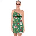 Colorful Funny Christmas Pattern Green One Soulder Bodycon Dress View1