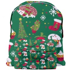 Colorful Funny Christmas Pattern Green Giant Full Print Backpack by Vaneshart