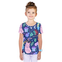 Colorful Funny Christmas Pattern Pig Animal Kids  One Piece Tee