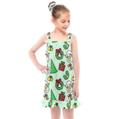 Colorful Funny Christmas Pattern Cartoon Kids  Overall Dress by Vaneshart