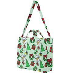 Colorful Funny Christmas Pattern Cartoon Square Shoulder Tote Bag by Vaneshart