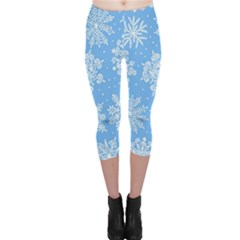 Hand Drawn Snowflakes Seamless Pattern Capri Leggings 