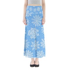 Hand Drawn Snowflakes Seamless Pattern Full Length Maxi Skirt