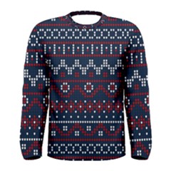 Christmas Concept With Knitted Pattern Men s Long Sleeve Tee