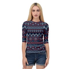 Christmas Concept With Knitted Pattern Quarter Sleeve Raglan Tee