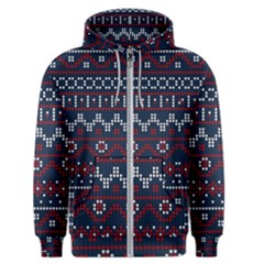 Christmas Concept With Knitted Pattern Men s Zipper Hoodie by Vaneshart