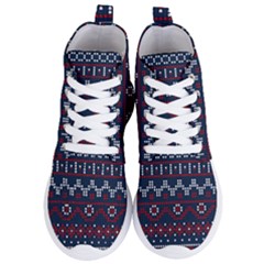 Christmas Concept With Knitted Pattern Women s Lightweight High Top Sneakers by Vaneshart