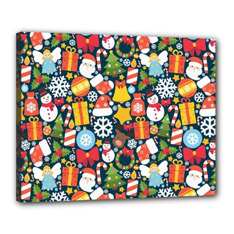 Colorful Pattern With Decorative Christmas Elements Canvas 20  X 16  (stretched) by Vaneshart