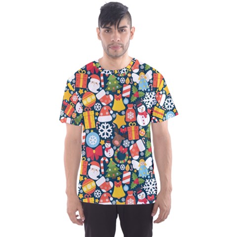 Colorful Pattern With Decorative Christmas Elements Men s Sports Mesh Tee by Vaneshart