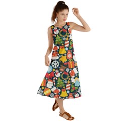 Colorful Pattern With Decorative Christmas Elements Summer Maxi Dress by Vaneshart