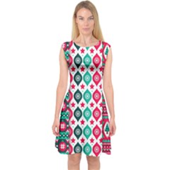 Flat Design Christmas Pattern Collection Capsleeve Midi Dress