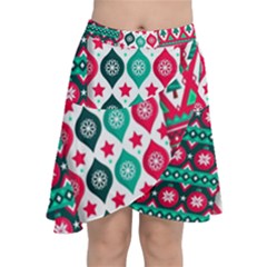 Flat Design Christmas Pattern Collection Chiffon Wrap Front Skirt by Vaneshart
