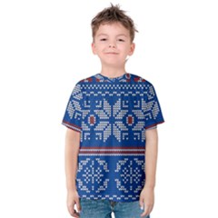 Beautiful Knitted Christmas Pattern Kids  Cotton Tee