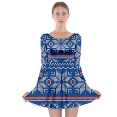 Beautiful Knitted Christmas Pattern Long Sleeve Skater Dress by Vaneshart