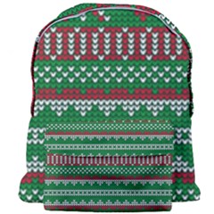 Knitted Christmas Pattern Green Red Giant Full Print Backpack by Vaneshart