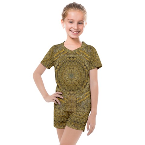 Golden Star And Starfall In The Sacred Starshine Kids  Mesh Tee And Shorts Set by pepitasart