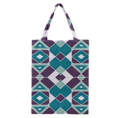 Teal And Plum Geometric Pattern Classic Tote Bag by mccallacoulture