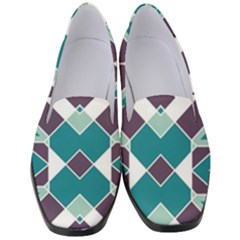 Teal And Plum Geometric Pattern Women s Classic Loafer Heels by mccallacoulture