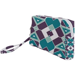 Teal And Plum Geometric Pattern Wristlet Pouch Bag (small) by mccallacoulture