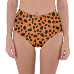 Orange Cheetah Animal Print Reversible High-waist Bikini Bottoms