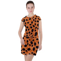 Orange Cheetah Animal Print Drawstring Hooded Dress