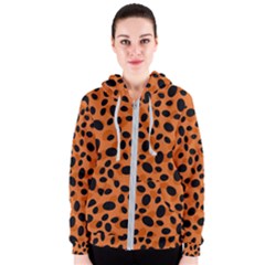 Orange Cheetah Animal Print Women s Zipper Hoodie by mccallacoulture