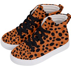 Orange Cheetah Animal Print Kids  Hi-top Skate Sneakers by mccallacoulture