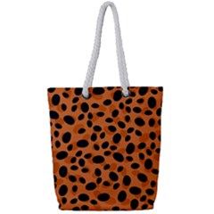 Orange Cheetah Animal Print Full Print Rope Handle Tote (small) by mccallacoulture