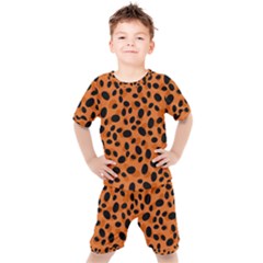 Orange Cheetah Animal Print Kids  Tee And Shorts Set by mccallacoulture