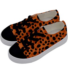 Orange Cheetah Animal Print Kids  Low Top Canvas Sneakers by mccallacoulture
