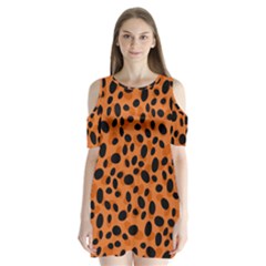 Orange Cheetah Animal Print Shoulder Cutout Velvet One Piece by mccallacoulture