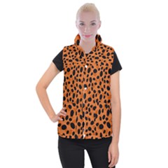 Orange Cheetah Animal Print Women s Button Up Vest by mccallacoulture