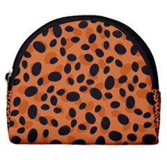 Orange Cheetah Animal Print Horseshoe Style Canvas Pouch