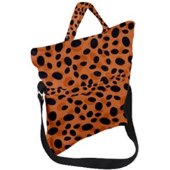 Orange Cheetah Animal Print Fold Over Handle Tote Bag by mccallacoulture