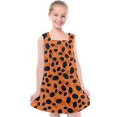 Orange Cheetah Animal Print Kids  Cross Back Dress by mccallacoulture