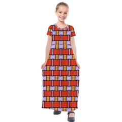 Abstract-q-9 Kids  Short Sleeve Maxi Dress