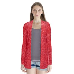 Modern Red And White Confetti Pattern Drape Collar Cardigan by yoursparklingshop