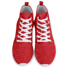 Modern Red And White Confetti Pattern Men s Lightweight High Top Sneakers by yoursparklingshop