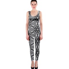 Black And White Pattern One Piece Catsuit